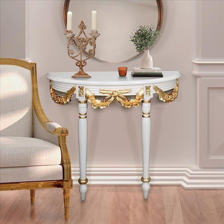 DESIGN TOSCANO Louis XVI-Style Crescent Golden Ribbon Wall Console Table AF57724